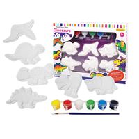 ערכת צביעת דינוזאורים מגבס עם צבעים ומברשת