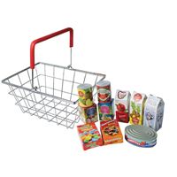 סלסלת מתכת עם 10 דמוי מזון למשחקי דמיון