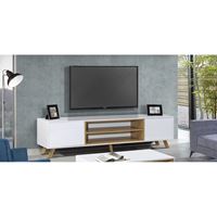 מזנון סלון מרהיב המשלב צבע לבן ועץ LEONARDO