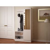 ארונית מדפים רב תכליתית + מראה ומתלה מעילים דפני