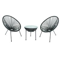 סט 2 כיסאות+שולחן שזורים חוטי PVC צבע אפור CAMP IN