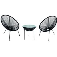 סט 2 כיסאות+שולחן שזורים חוטי PVC צבע שחור CAMP IN