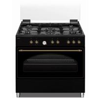 תנור אפייה משולב כיריים גז 90 ס"מ בעיצוב כפרי שחור