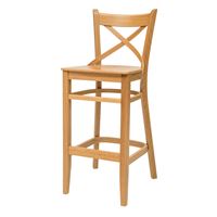 כיסא בר דגם קרן בעץ אלון בלבד/ מושב עץ או מרופד