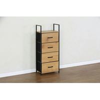 שידת אחסון צרה 4 מגירות בשילוב מתכת ועץ