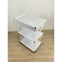 עגלת אחסון מתכת 3 קומות עם מגירה ניידת ומעוצבת לבן