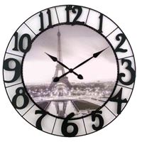שעון קיר ענק עם תמונה של מגדל אייפל פריז