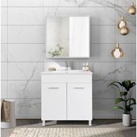 ארון אמבטיה עומד+כיור חרס ומראה לוטוס טודו דיזיין