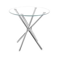 שולחן אוכל זכוכית עגול 80 ס"מ עם רגלי כרום לסטר