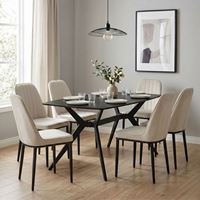 פינת אוכל+6 כיסאות מקרמיקה שחורה מט 140X80