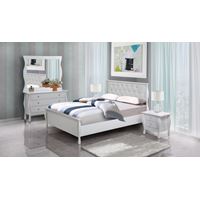 מיטה זוגית דגם לואי עשויה עץ MDF בצבע לבן LEONARDO