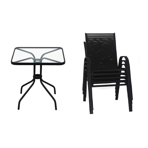 פינת אוכל שולחן זכוכית שקופה + 4 כיסאות סול PLAYA