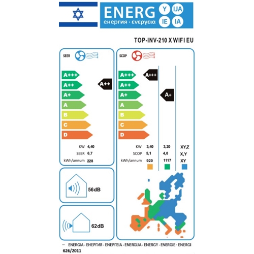 מזגן עילי אינוורטר TORNADO TOP-INV-210 X WIFI EU