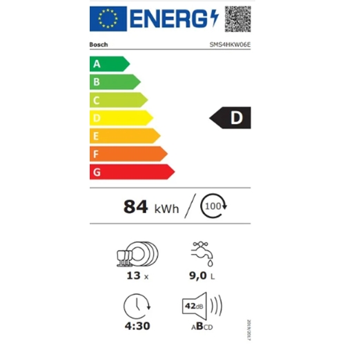 מדיח כלים רחב 60 ס"מ בצבע לבן SMS4HKW06E בוש BOSCH