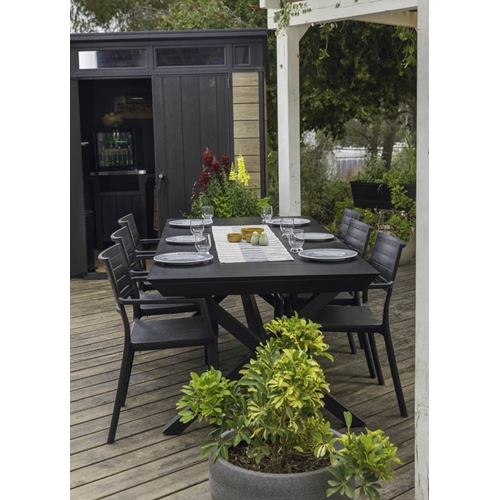 פינת אוכל שולחן מאלומיניום נפתח ברצלונה + 6 כיסאות