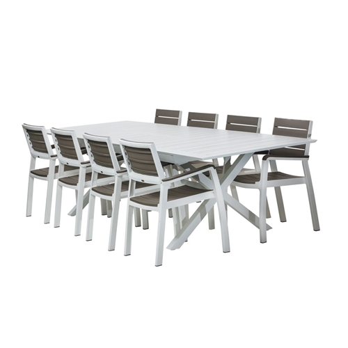 פינת אוכל דגם טולדו שולחן אלומיניום נפתח+ 8 כיסאות