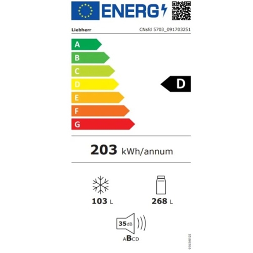 מקרר מקפיא תחתון 371 ליטר LIEBHERR CNsfd5703 כסוף