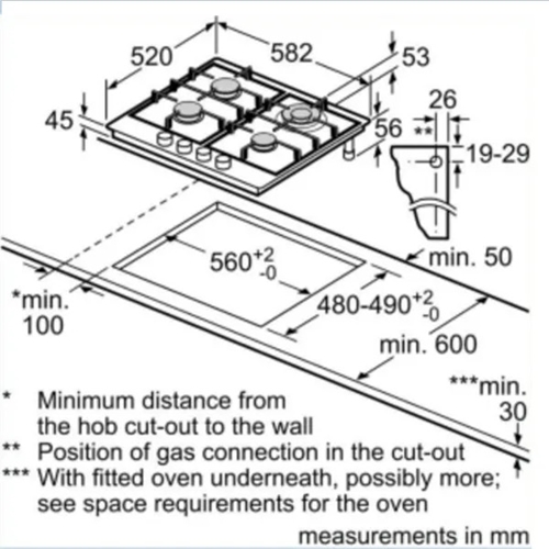 כיריים גז מסדרת FlameSelect דגם Bosch PCH6A5I90Y