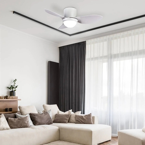 מאוורר תקרה עם שלט דגם "FEEL 46 סמיקום SEMICOM לבן