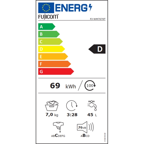 מכונת כביסה 7 ק"ג דגם FUJICOM FJ-WM7070 פוג'יקום
