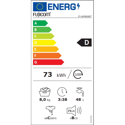 מכונת כביסה 8 ק"ג דגם FUJICOM FJ-WM8080 פוג'יקום