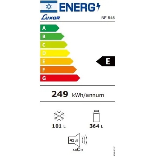 מקרר 2 דלתות מקפיא עליון 455 ליטר LUXOR NF545W לבן