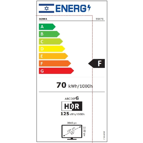 טלוויזיה "55 GOOGLE TV UHD 4K דגם ROWA 55R75