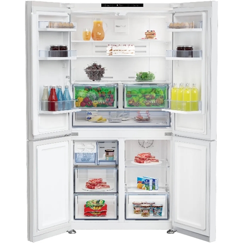 מקרר 4 דלתות 572 ליטר BEKO GN1406223GW זכוכית לבנה