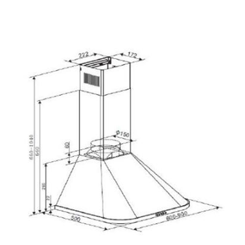 קולט אדים 60 ס"מ LYVENT LVO538 ליוונט שחור רטרו