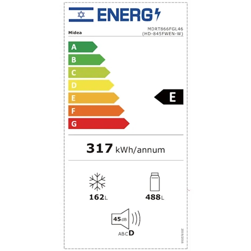 מקרר מקפיא עליון 650 ליטר MIDEA MDRT866FGL46