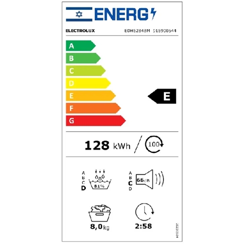מייבש כביסה 8 ק"ג Electrolux EDH6284BM Heat Pump