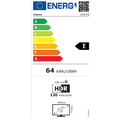 טלוויזיה חכמה "55 Hisense 55U62NQ Mini LED 4K