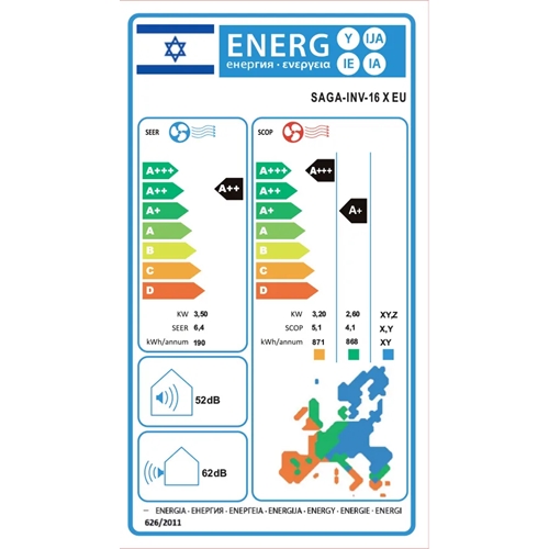מזגן עילי SAGA PRO INV 16X WIFI EU סאגה
