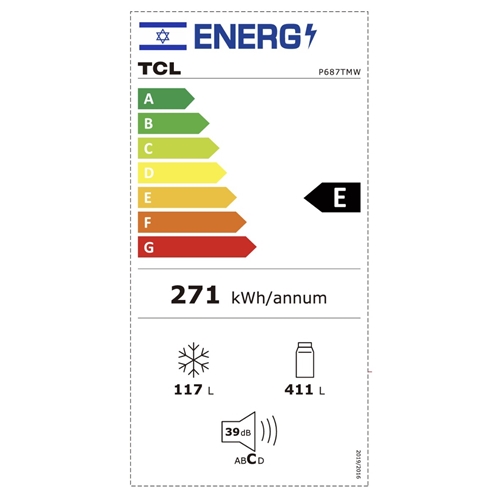 מקרר מקפיא עליון 528 ליטר דגם TCL P687TMW לבן