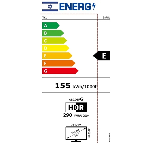 טלוויזיה חכמה "98 TCL 98P8L 4K Premium QD-Mini LED