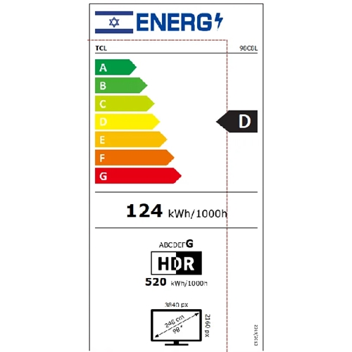 טלוויזיה חכמה "98 TCL 98C8L 4K SQD-Mini LED