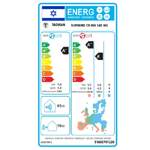 מזגן עילי TADIRAN SUPREME INVERTER 340NG קרבון