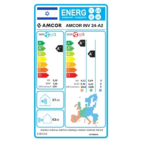 מזגן עילי AMCOR INV 24-A2 אמקור