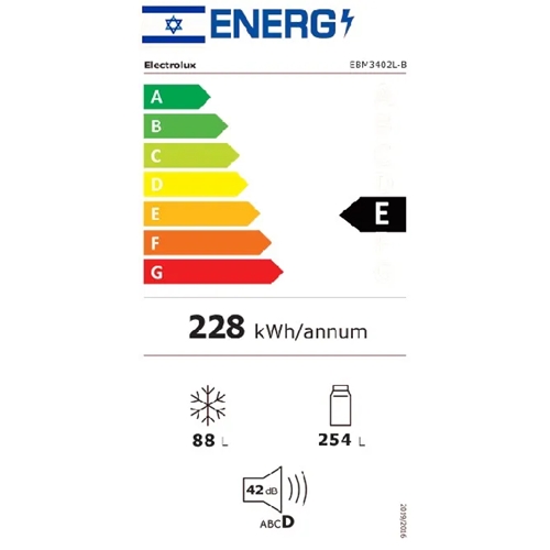 מקרר מקפיא תחתון 342 ליטר ELECTROLUX EBM3402L-B