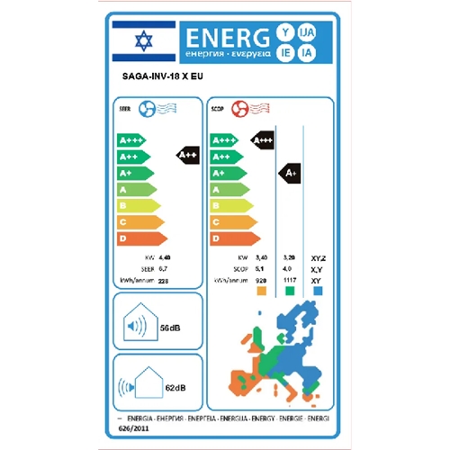 מזגן עילי SAGA PRO INV 18X WIFI EU סאגה