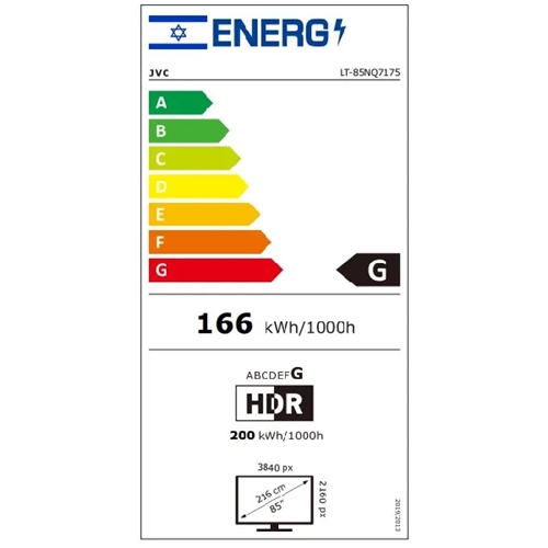 מסך טלוויזיה "85 JVC QLED 4K LT-85NQ7175 שחור