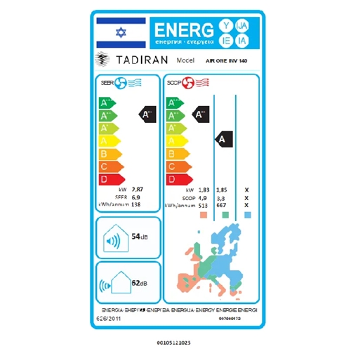 מזגן עילי TADIRAN AIR ONE INV 140 תדיראן