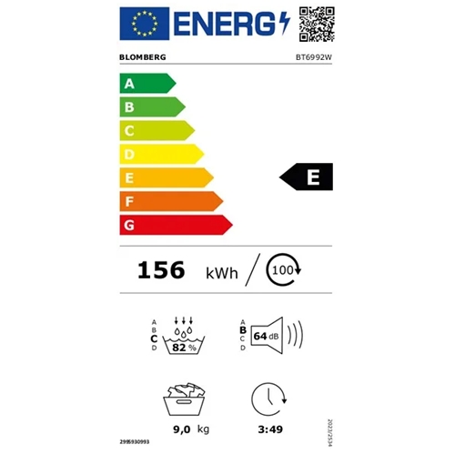 מייבש כביסה 9 ק"ג BLOMBERG BT6992W Heat Pump לבן