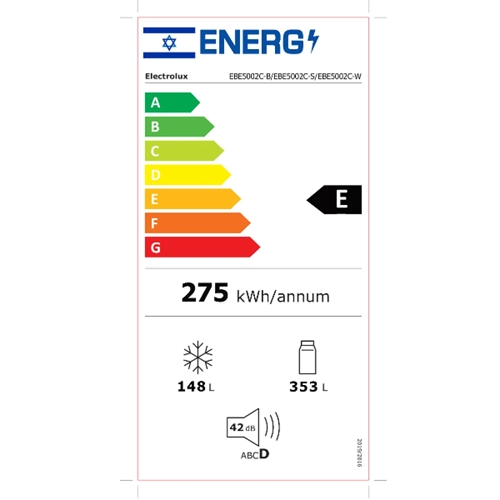 מקרר מקפיא תחתון 501 ליטר ELECTROLUX EBE5002C-B