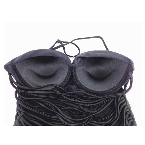 בגד ים סקסי שחור עם חוטים בגב