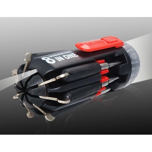 פנס לד בעל סט מובנה של מברגים מגוון סוגים וגדלים