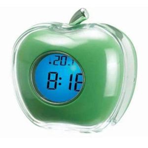 שעון מעורר בעיצוב תפוח מקריא את השעה ומודד טמפ'