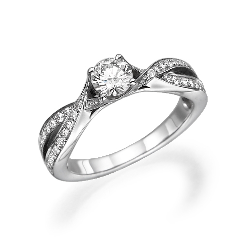 טבעת אירוסין זהב 14K משובצת יהלומים