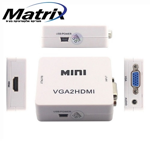 מתאם למוצרים עם יציאת VGA לכניסת HDMI כולל סאונד