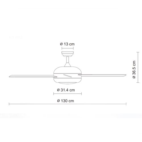 מאוורר תקרה 5 כנפיים ״52 עוצמתי מפסק קיר + שלט